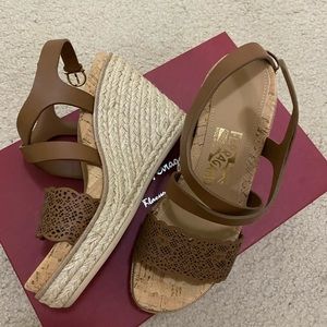 NEW - Salvatore Ferragamo Wedge, Size 6, Brown